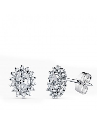 18K PENDIENTES ORO BLANCO DIAMANTES LABORATORIO OVAL Y 28 DIAMANTES 0 28 QTES - 2 OVALES 1 1 QTES G-VS2. 10X8MM. CIERRE PRESION