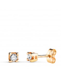 18K PENDIENTES ORO AMARILLO DIAMANTES LABORATORIO TALLA BRILLANTE 2 75 MM 0 20 QTS VS2-G. MEDIDA: 3 5X3 5 MM. PRESION
