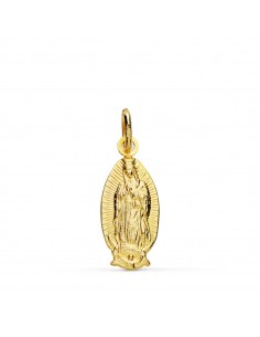 18K COLGANTE ORO AMARILLO VIRGEN DE GUADALUPE SILUETA OVAL 16 MM