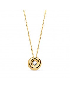 18K GARGANTILLA ORO AMARILLO CHATON 4 85 MM DIAMANTE LABORATORIO 1 50MM 0 015 QTS. G-VS2 CADENA 42CM