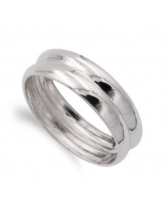 18K SORTIJA ORO BLANCO DOS BANDAS BRILLO. 7 MM.