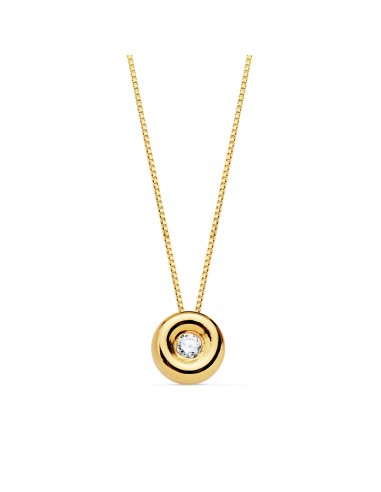 18K GARGANTILLA ORO AMARILLO CHATON 4 85 MM DIAMANTE LABORATORIO 1 50MM 0 015 QTS. G-VS2 CADENA 42CM