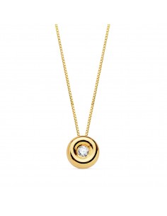 18K GARGANTILLA ORO AMARILLO CHATON 5 5 MM DIAMANTE LABORATORIO 1 70MM 0 020 QTS. G-VS2. CADENA 42CM