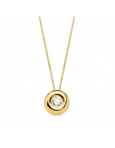 18K GARGANTILLA ORO AMARILLO CHATON 6 MM DIAMANTE LABORATORIO 2 20MM 0 050 QTS. G-VS2. CADENA 42CM