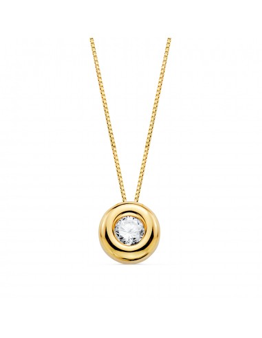 18K GARGANTILLA ORO AMARILLO CHATON 7MM DIAMANTE LABORATORIO 3 40MM 0 150 QTS. G-VS2. CADENA 42CM