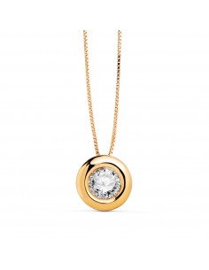 18K GARGANTILLA ORO AMARILLO CHATON 8MM DIAMANTE LABORATORIO 5 MM 0 325 QTS. G-VS2. CADENA 42CM