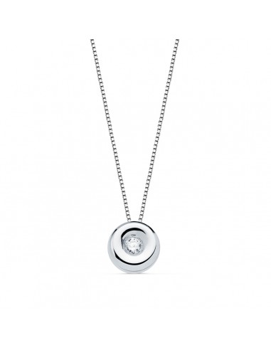18K GARGANTILLA ORO BLANCO CHATON 4 85 MM DIAMANTE LABORATORIO 1 50MM 0 015 QTS. G-VS2 CADENA 42CM