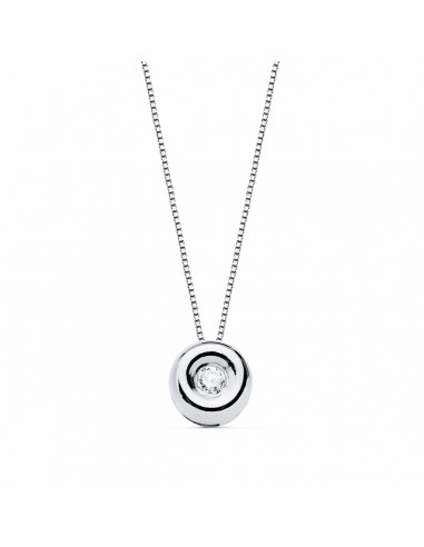 18K GARGANTILLA ORO BLANCO CHATON 5 5 MM DIAMANTE LABORATORIO 1 70MM 0 020 QTS. G-VS2. CADENA 42CM