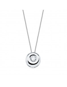 18K GARGANTILLA ORO BLANCO CHATON 6 MM DIAMANTE LABORATORIO 2 20MM 0 050 QTS. G-VS2. CADENA 42CM