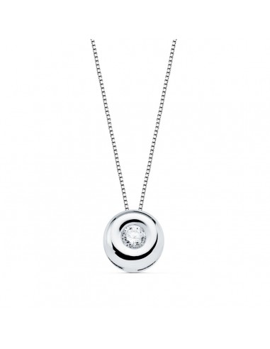 18K GARGANTILLA ORO BLANCO CHATON 6 MM DIAMANTE LABORATORIO 2 20MM 0 050 QTS. G-VS2. CADENA 42CM