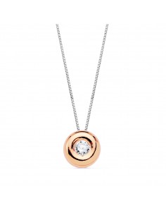18K GARGANTILLA ORO ROSA CHATON 6MM DIAMANTE LABORATORIO 2 20MM 0 050 QTS. G-VS2 CADENA 42CM