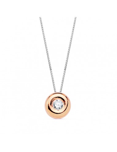 18K GARGANTILLA ORO ROSA CHATON 6MM DIAMANTE LABORATORIO 2 20MM 0 050 QTS. G-VS2 CADENA 42CM