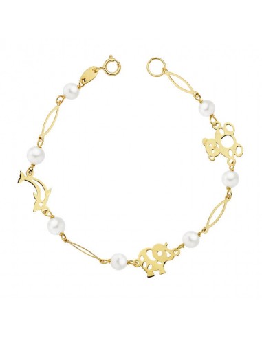 18K PULSERA COMUNION PERLA. 16,5CM 2.30 GRS.