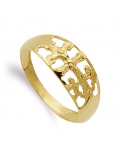 18K SORTIJA ORO AMARILLO CARAVACA. ANCHO MOTIVO 7 MM.