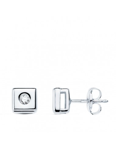 18K PENDIENTES ORO BLANCO CUADRADOS 6X6MM DIAMANTES LABORATORIO 0 100 QTS. G-VS2. CIERRE PRESION