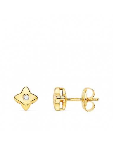 18K PENDIENTES ORO AMARILLO ESTRELLA DIAMANTES LABORATORIO 0 030 QT VS2-G. MEDIDA: 5X5 MM. CIERRE PRESION