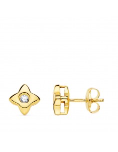18K PENDIENTES ORO AMARILLO ESTRELLA DIAMANTES LABORATORIO 0 100 QT VS2-G. MEDIDA: 6X6 MM. CIERRE PRESION