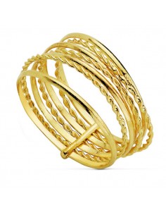 18K SORTIJA SEMANARIO HILOS LISOS Y TRENZADO