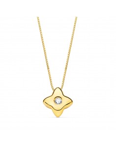 18K GARGANTILLA ORO AMARILLO ESTRELLA 5X5MM DIAMANTE LABORATORIO 0 015 QT. G-VS2. CADENA 42CM