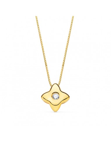 18K GARGANTILLA ORO AMARILLO ESTRELLA 5X5MM DIAMANTE LABORATORIO 0 015 QT. G-VS2. CADENA 42CM