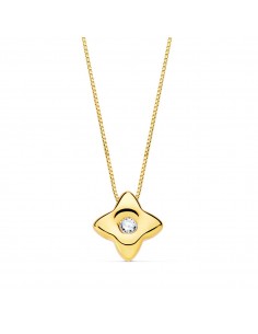 18K GARGANTILLA ORO AMARILLO ESTRELLA 5 5MM DIAMANTE LABORATORIO 0 020 QT. G-VS2. CADENA 42CM