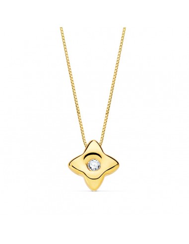 18K GARGANTILLA ORO AMARILLO ESTRELLA 5 5MM DIAMANTE LABORATORIO 0 020 QT. G-VS2. CADENA 42CM