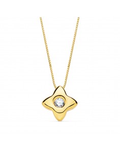 18K GARGANTILLA ORO AMARILLO ESTRELLA 6X6MM DIAMANTE LABORATORIO 0 050 QT. G-VS2. CADENA 42CM