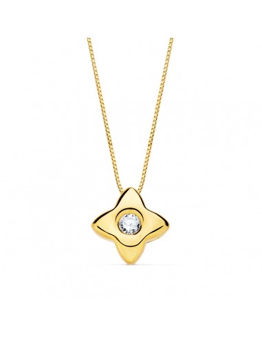 18K GARGANTILLA ORO AMARILLO ESTRELLA 6X6MM DIAMANTE LABORATORIO 0 050 QT. G-VS2. CADENA 42CM