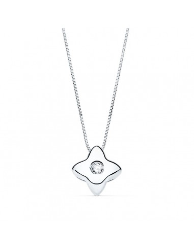 18K GARGANTILLA ORO BLANCO ESTRELLA 5X5MM DIAMANTE LABORATORIO 0 015 QT. G-VS2. CADENA 42CM
