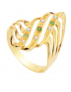 18K SORTIJA ORO AMARILLO LANZADERA CON CIRCONITAS ANCHO: 24 MM