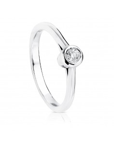 18K SOLITARIO DIAMANTE NATURAL TALLA BRILLANTE ORO BLANCO 0.100 QTS. SI-H