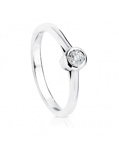18K SOLITARIO DIAMANTE NATURAL TALLA BRILLANTE ORO BLANCO 0.100 QTS. SI-H