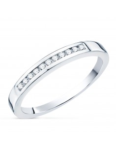 18K ALIANZA O ANILLO  ORO BLANCO 11 DIAMANTES DE LABORATORIO 0 150 QTS. VS2-G