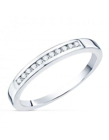 18K ALIANZA O ANILLO  ORO BLANCO 11 DIAMANTES DE LABORATORIO 0 150 QTS. VS2-G