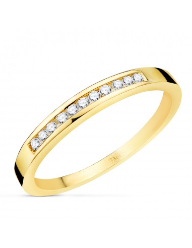 18K ALIANZA O ANILLO ORO AMARILLO 11 DIAMANTES DE LABORATORIO  0 150 QTS. VS2-G