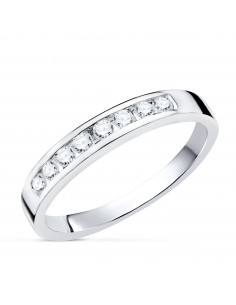 18K ALIANZA O ANILLO 8 DIAMANTES DE LABORATORIO ORO BLANCO 0 240 QTS. PUREZA VS2 COLOR G TALLA BRILLANTE