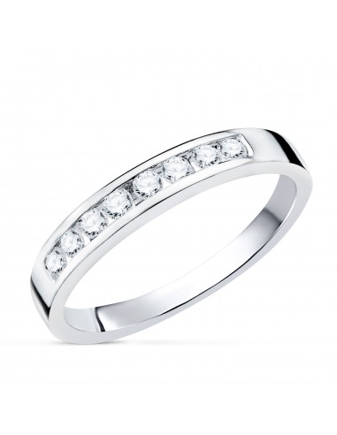 18K ALIANZA O ANILLO 8 DIAMANTES DE LABORATORIO ORO BLANCO 0 240 QTS. PUREZA VS2 COLOR G TALLA BRILLANTE
