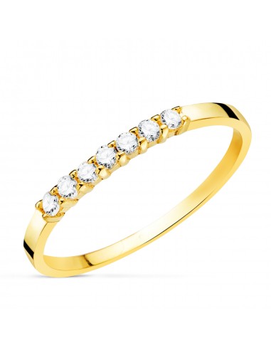 18K ALIANZA O ANILLO ORO AMARILLO 7 DIAMANTES DE LABORATORIO TALLA BRILLANTE 0 160 QTS. VS2-G