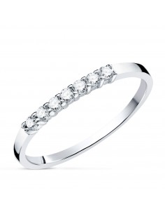 18K ALIANZA O ANILLO  ORO BLANCO 7 DIAMANTES DE LABORATORIO TALLA BRILLANTE 0 160 QTS. VS2-G