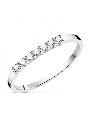 18K ALIANZA O ANILLO  ORO BLANCO 7 DIAMANTES DE LABORATORIO TALLA BRILLANTE 0 160 QTS. VS2-G