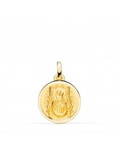 18K MEDALLA ORO AMARILLO VIRGEN DEL PINO TRONO BISEL 16 MM