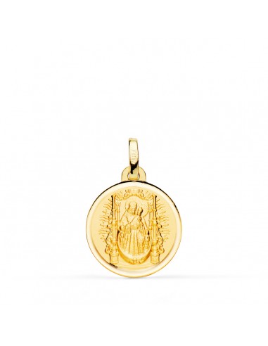 18K MEDALLA ORO AMARILLO VIRGEN DEL PINO TRONO BISEL 16 MM