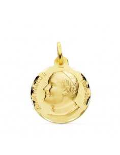 18K MEDALLA ORO AMARILLO SAN JUAN PABLO II 18 MM TALLADA