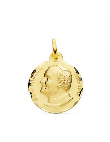 18K MEDALLA ORO AMARILLO SAN JUAN PABLO II 18 MM TALLADA