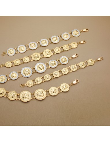 18K PULSERA ORO BICOLOR CON MEDUSAS REDONDAS EN BRILLO 20 MM. LARGO: 21,5 CM