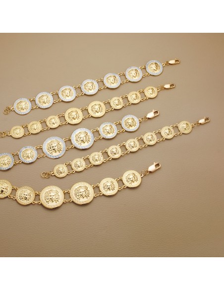 18K PULSERA ORO BICOLOR CON MEDUSAS REDONDAS EN BRILLO 20 MM. LARGO: 21,5 CM