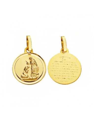 18K MEDALLA ORO AMARILLO BENDICION DE SAN FRANCISCO 14 MM BISEL