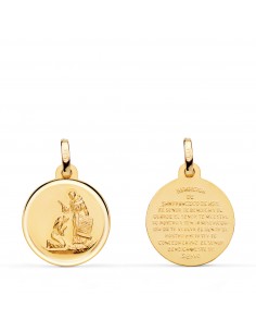 18K MEDALLA ORO AMARILLO BENDICION DE SAN FRANCISCO BISEL. DIAMETRO: 16 MM