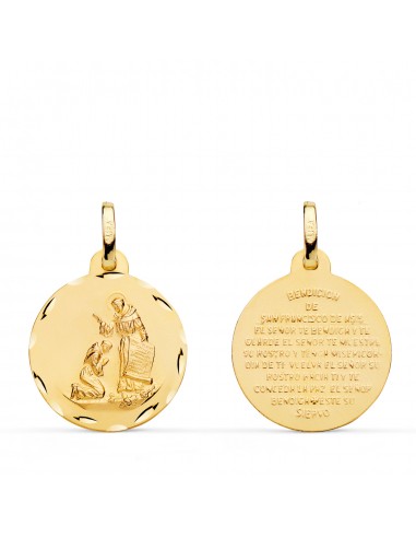 18K MEDALLA ORO AMARILLO BENDICION DE SAN FRANCISCO TALLADA. DIAMETRO 18 MM