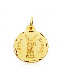 18K MEDALLA ORO AMARILLO SAN RAFAEL TALLADA 20 MM
